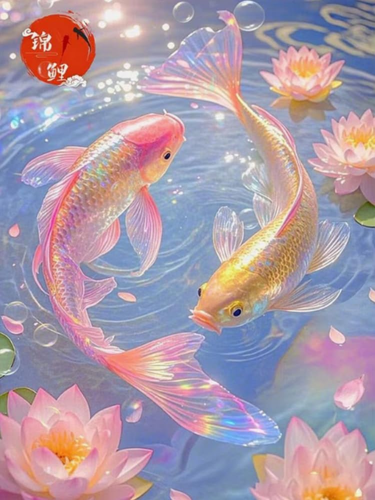 GLTEYACO Embroidery Cross Stitch Kit Goldfish 11CT Stamped Cross Stitch Kits DIY Adult Beginners for Pre-Printed Needlepoint Crafts 40x50 cm