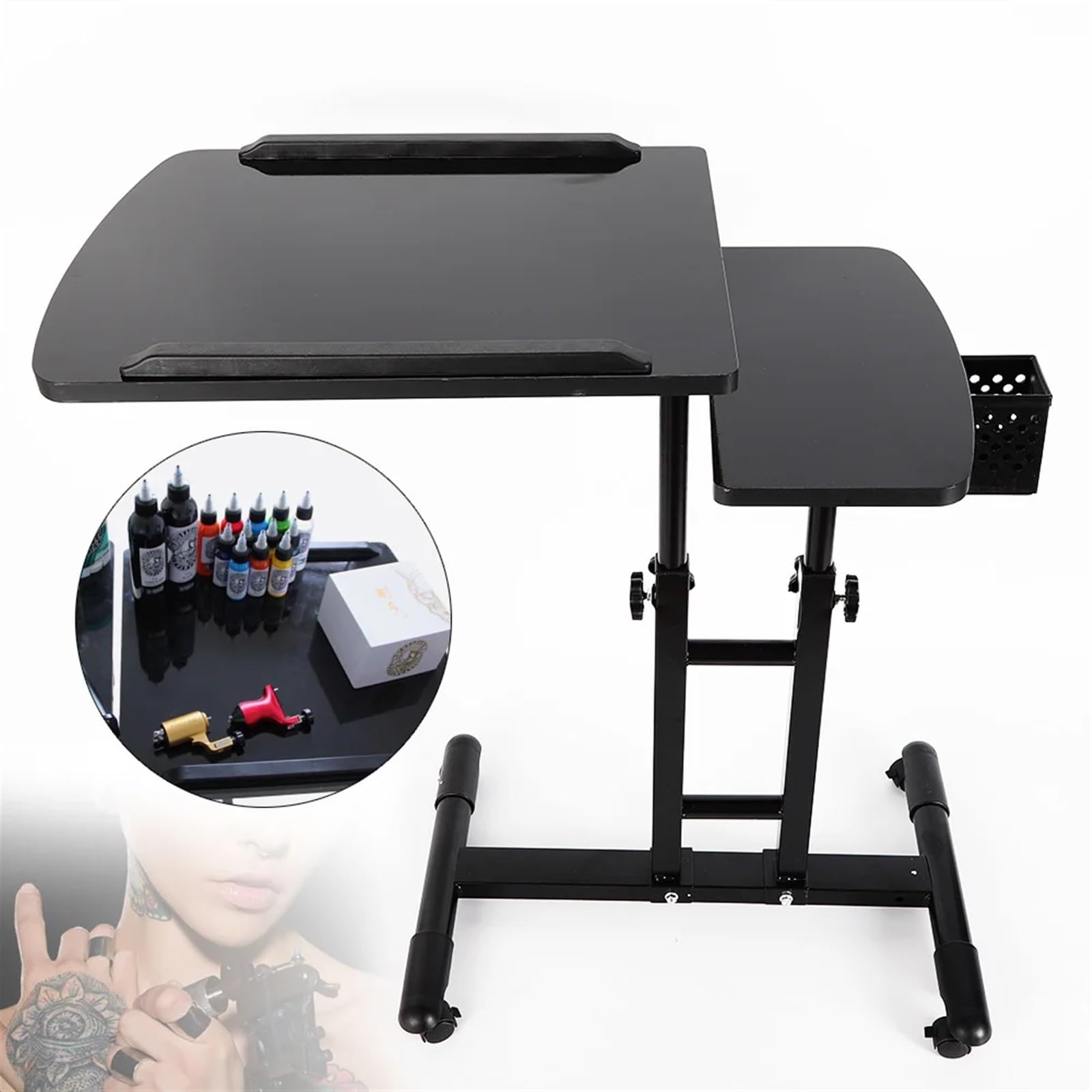 Table de Tatouage Plateau de Tatouage réglable Station de Travail roulante Équipement de Dessin Table de Bureau Établi de Tatouage