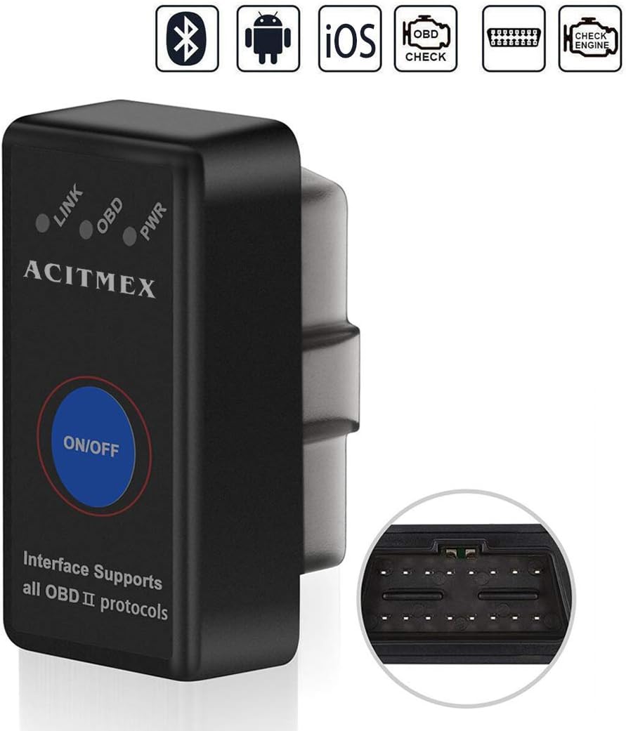 OBD2 Bluetooth Scanner, Bluetooth 4.0 Auto OBDII Car Code Reader Diagnostic Scan Tool Upgrade 1.5 OBD II Engine Scanner Fault Code Reader Support IOS,Android,Windows, Hot Plug In Design