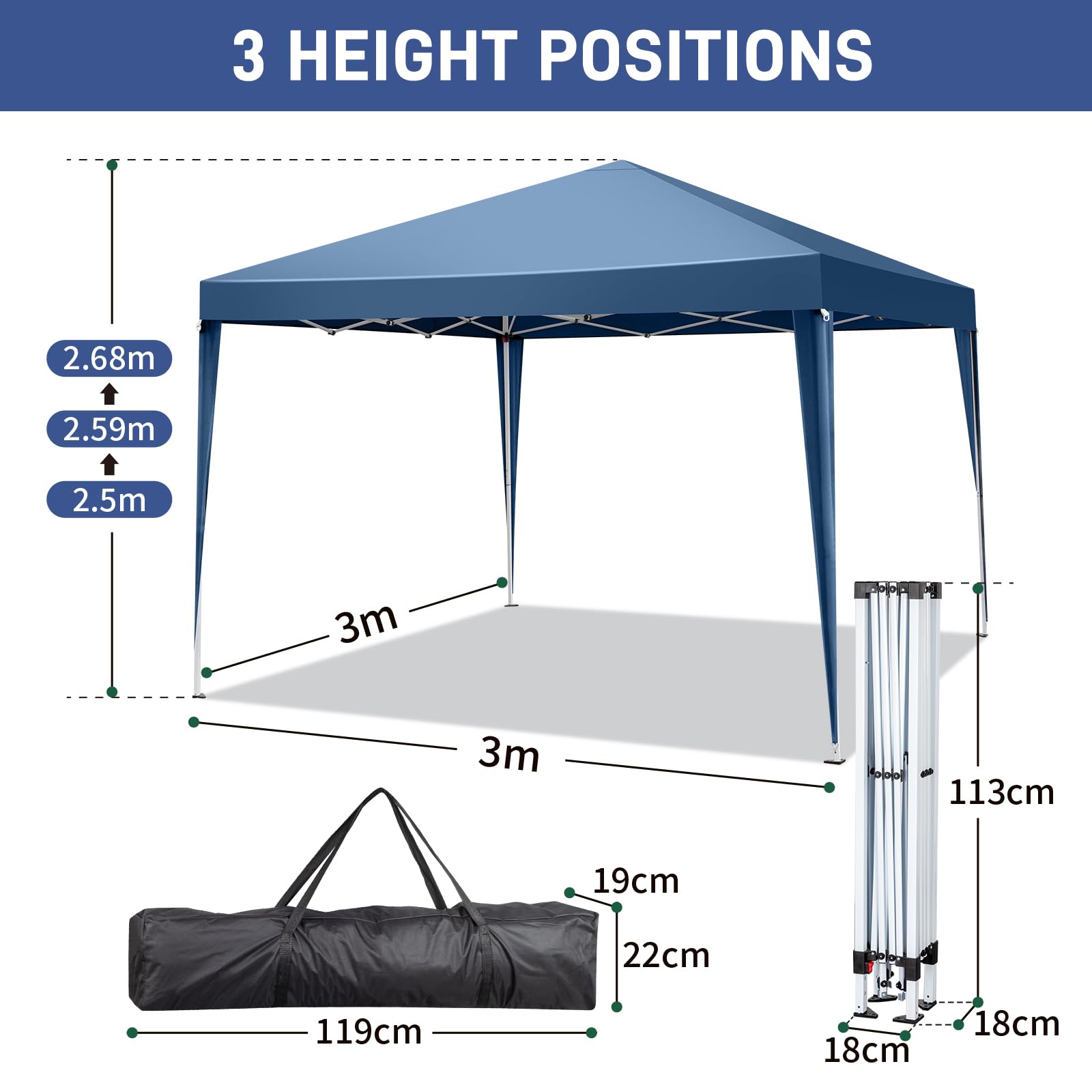 Amazon.com: Bonnlo Pop Up Gazebo 3mx3m, Easy Setup Instant Outdoor