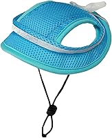 Vista 45 de Sombrero de princesa de ala redonda, visera para mascotas, sombrero poroso de malla para perro con agujeros para las orejas para perros pequeños