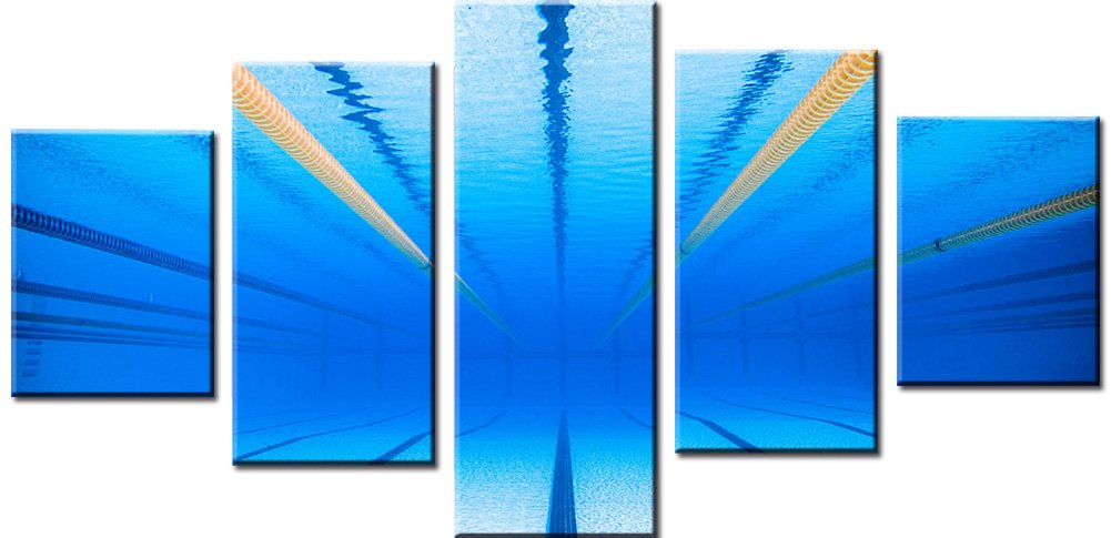 Wowdecor Blue,White Wall Art 5 Pieces Canvas Painting Prints Multiple Pictures - Blue Swimming Pool Giclee Pictures Painting Printed On Canvas, Posters Wall Decor Gift - Unframed (Large)