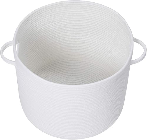 Miniatura 62 de Cesta de almacenamiento extra grande de 16 x 16 x 18 pulgadas con tapa, cestas de almacenamiento de cuerda de algodón, canasta de lavandería, Gris