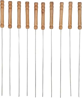 8 Pol. Com Cabo De Madeira,Espeto De Espetinho De 11, Pacote Com 10 Espetos De Espetinho Para Churrasco Espetos De Churrasco De Aço Inoxidável, Espetos De Churrasco Com Agulha De Ganso Assado, Espetos