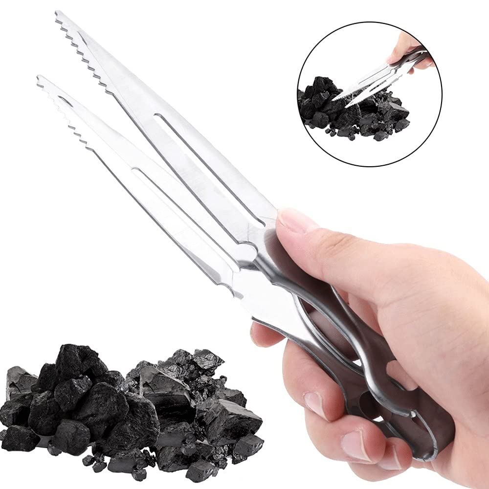 Pinzas de Cocina, 1 Unidad, Pinzas para carbón, Pinzas ergonómicas de Acero Inoxidable para Parrilla, Pinzas para Barbacoa, Pinzas para Pipa de Agua, Accesorios, Herramientas para Barbacoa