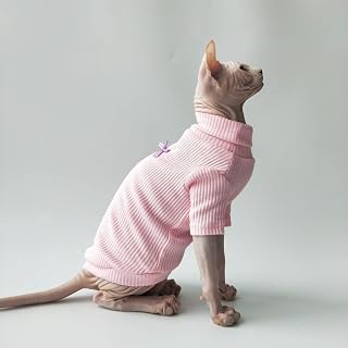 Sphynx Cat Clothes Hairless Cat Sweater Soft Warm for Autumn for Small and Medium Cats and Dogs Cornish Rex, Devon Rex, Peterbald,Knnis,Abbey Cat (M, Pink)