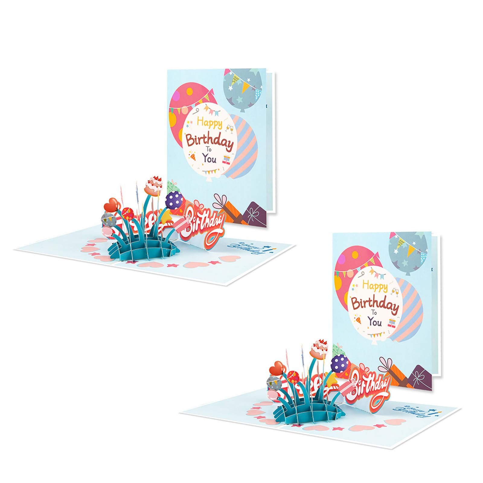 Tsophreniq Memorable Birthday Party Decoration Creative Foldable Birthday Cakes Card with Colorful Flags and Insert Card Accent Cake Decorating Supplies