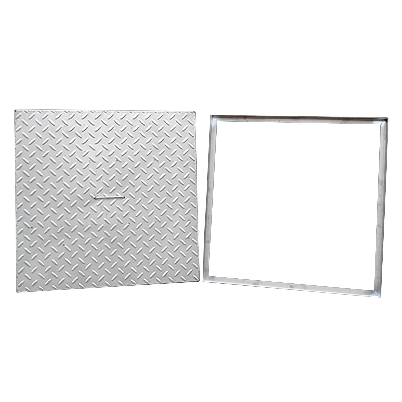 Tapa Arqueta, Cubierta y Marco de Boca de Acero Inoxidable, Cuadrada de Tanque Séptico con Asa de Cuero para Entradas de Vehículos, Patios y Jardines(80cm/31in)