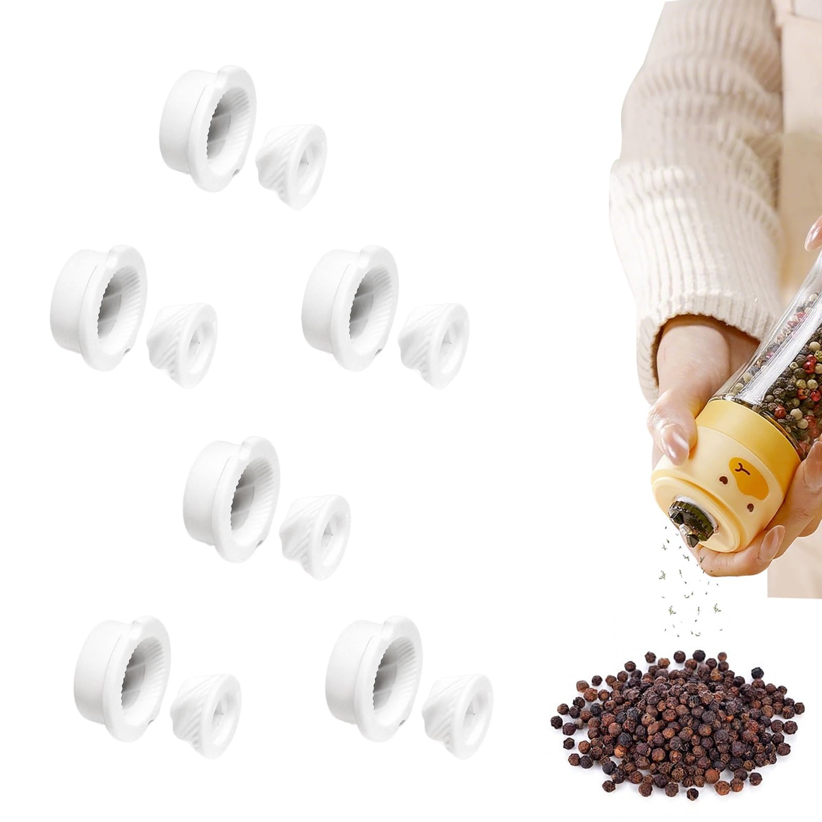 DCYQAIN 6 Pack Ceramic Salt Pepper Grinder Cores, 23mm Universal Replacement Grinding Mechanisms for Spice Pepper Mill Repair
