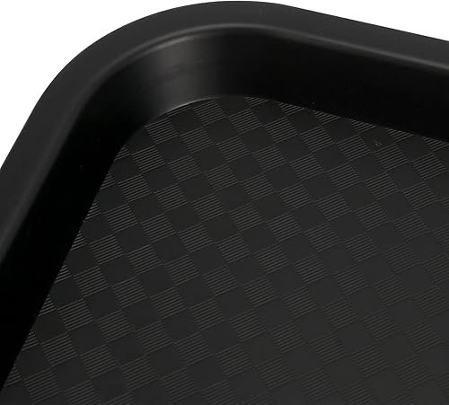 Miniatura 5 de Paquete de 10 bandejas de plástico negro para comida rápida, bandejas de plástico para cafeterías de 14 x 10 pulgadas con superficie texturizada,