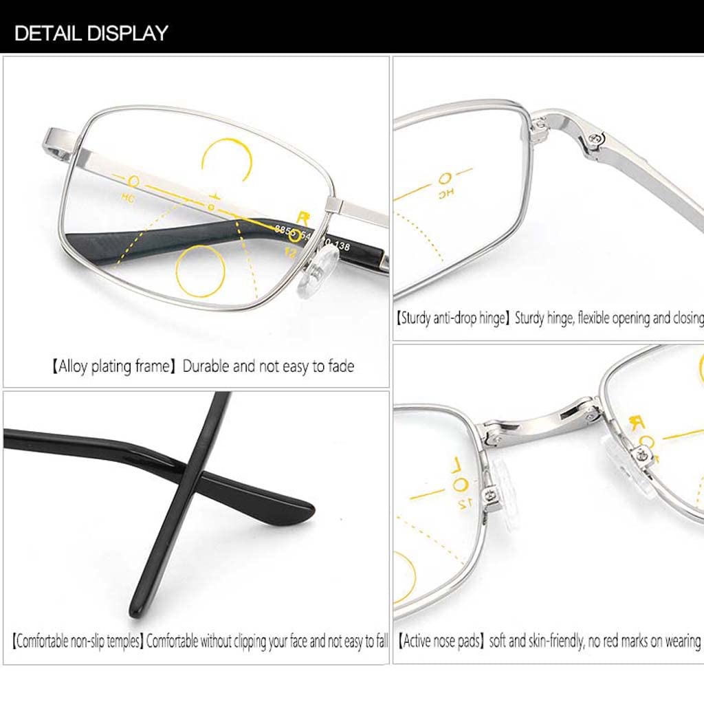 WZX Decoloración lejos y Cerca de Tres usos Gafas de Lectura Plegables para Hombres Anti-radiación antifatiga protección Ocular Viejas Gafas de luz portátiles