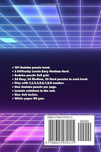 Sudoku Puzzle Travel Size: Sudoku Large Print 101 Puzzles Easy, Medium, Hard : 4X6 Inches : Mini Sudoku Puzzle Books : Sudoku Puzzle Books Large Print : Udoku Game And Solver (Vol.15) #TOP1