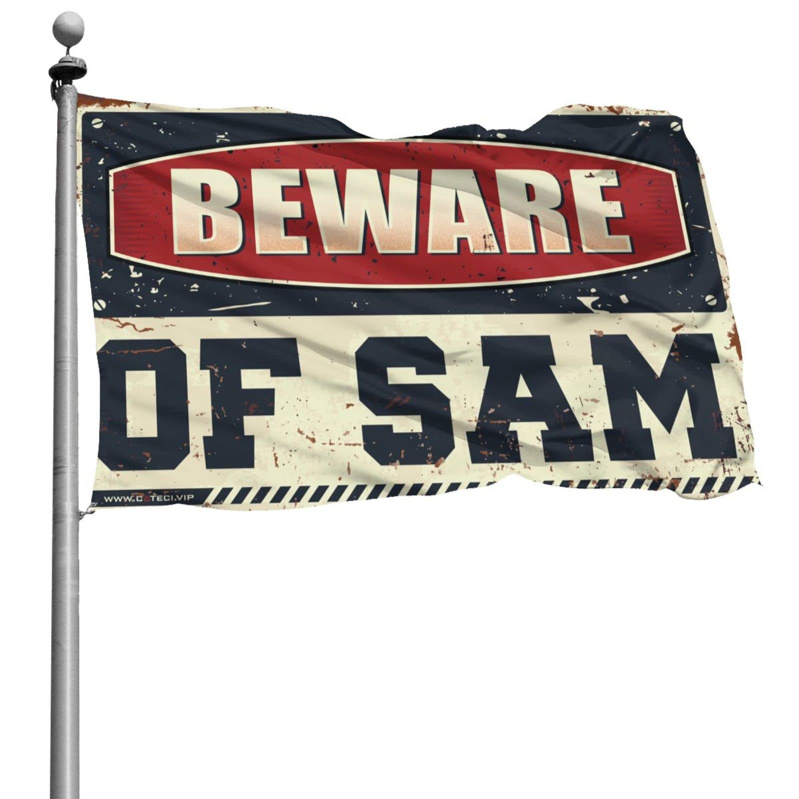 Drapeau mural Beware of Sam pour homme grand format en textile durable