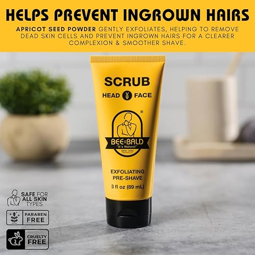 Miniatura 6 de Bee Bald SCRUB Exfoliante Pre-afeitado para limpieza profunda y eliminación de la suciedad que obstruye los poros, aceite y seca la piel escamosa.