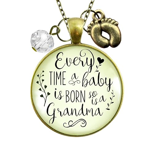 Miniatura 1 de Grandma Gender Reveal Necklace Every Time Baby Born Pregnancy Announcement Boy Jewelry For Women 24" Chain - Handmade Bronze Love Pendant, Blue