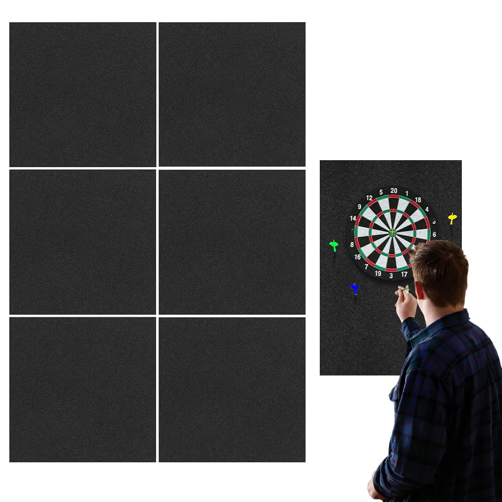 NAVESO Dart Board Wall Protector, Dartboard Surround Wall Protector, Felt Dart Board Backboard, Self-Adhesive Darts Surround Board Wall Protection, Easy to Install, 35.4”*23.6”*0.5”, Blcak