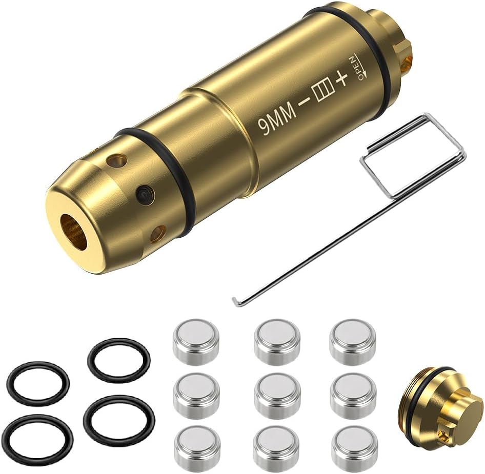 9mm Laser Training Cartridge for Dry Fire Training System Laser Bullet with Rubber Snap Cap,O-Rings Batteries for Shooting Practice