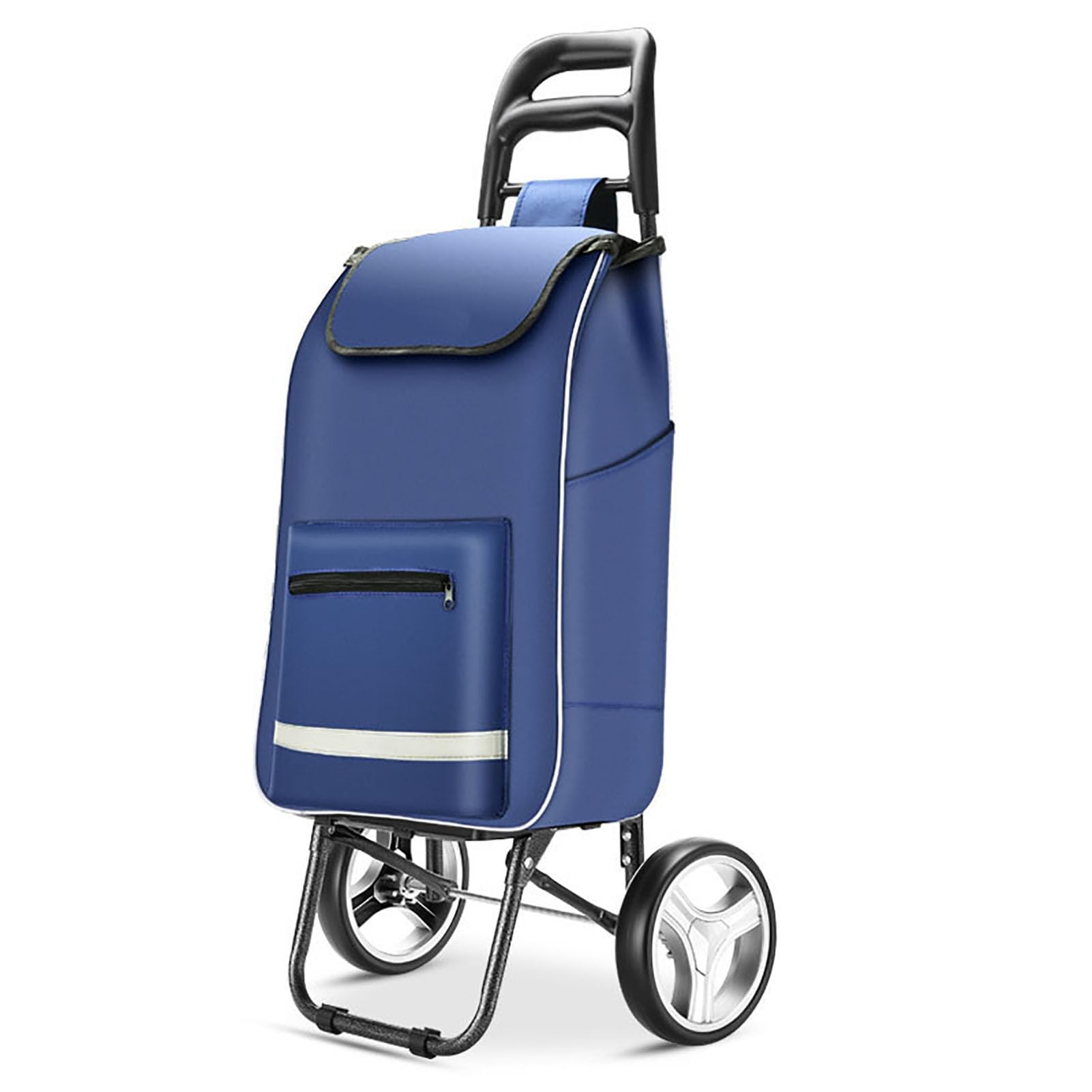 JYHCD Portable Grocery Hand Trolley Foldable Wheeled Cart with Removable Carry Bag Multi Storage Space for Market Shopping Daily Family Errands Travel,Blue