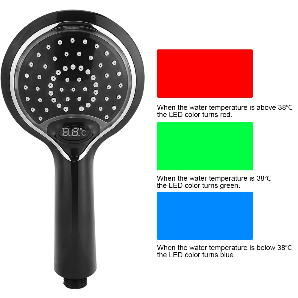 Soffione doccia a 3 colori con cambio automatico con display digitale della temperatura. Soffione doccia a soffione con soffione portatile ( batteria aggiuntiva necessaria)