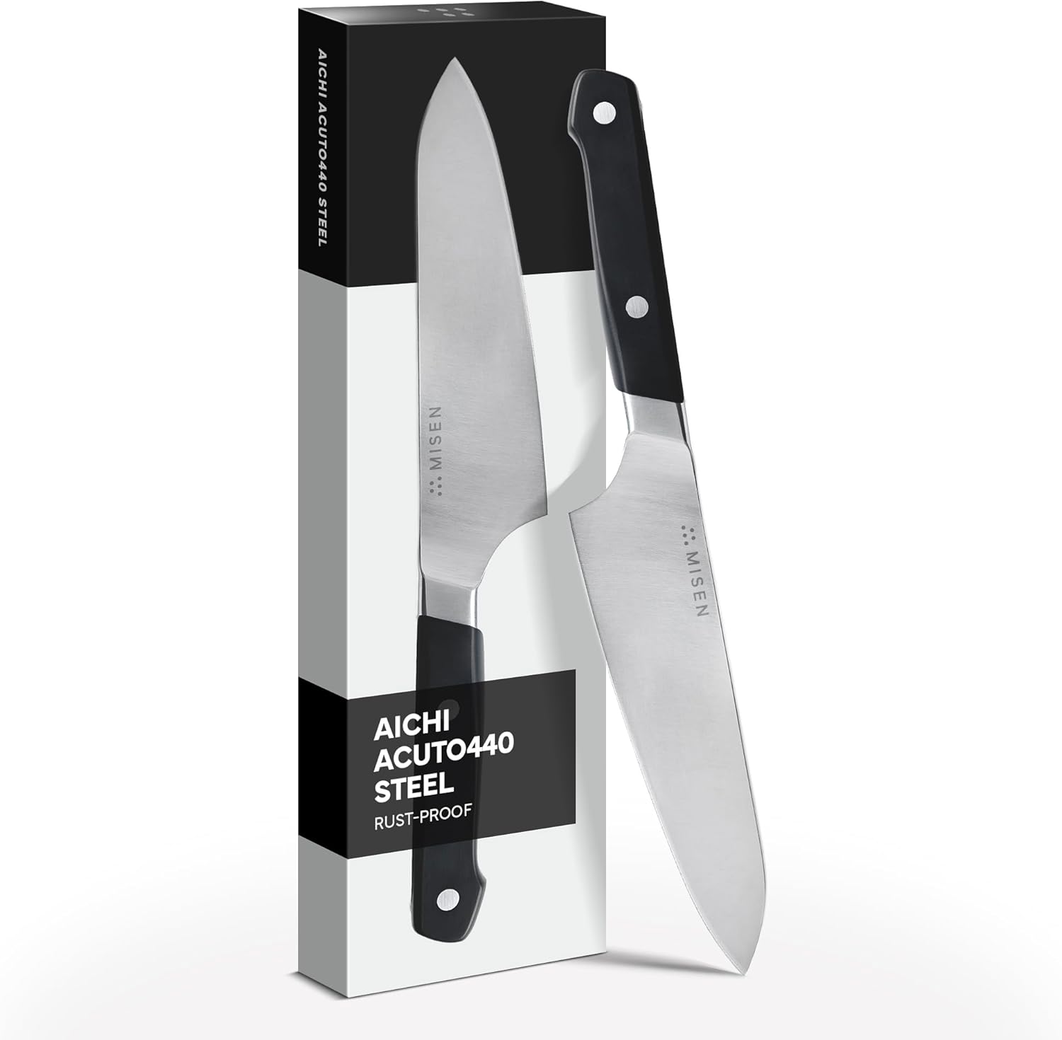 Misen 6.5-Inch Gyuto Knife – AICHI ACUTO440 High-Carbon Stainless Steel, Rust-Proof Japanese Chef’s Knife, Ergonomic Rounded Spine for Precision & All-Purpose Use - Black