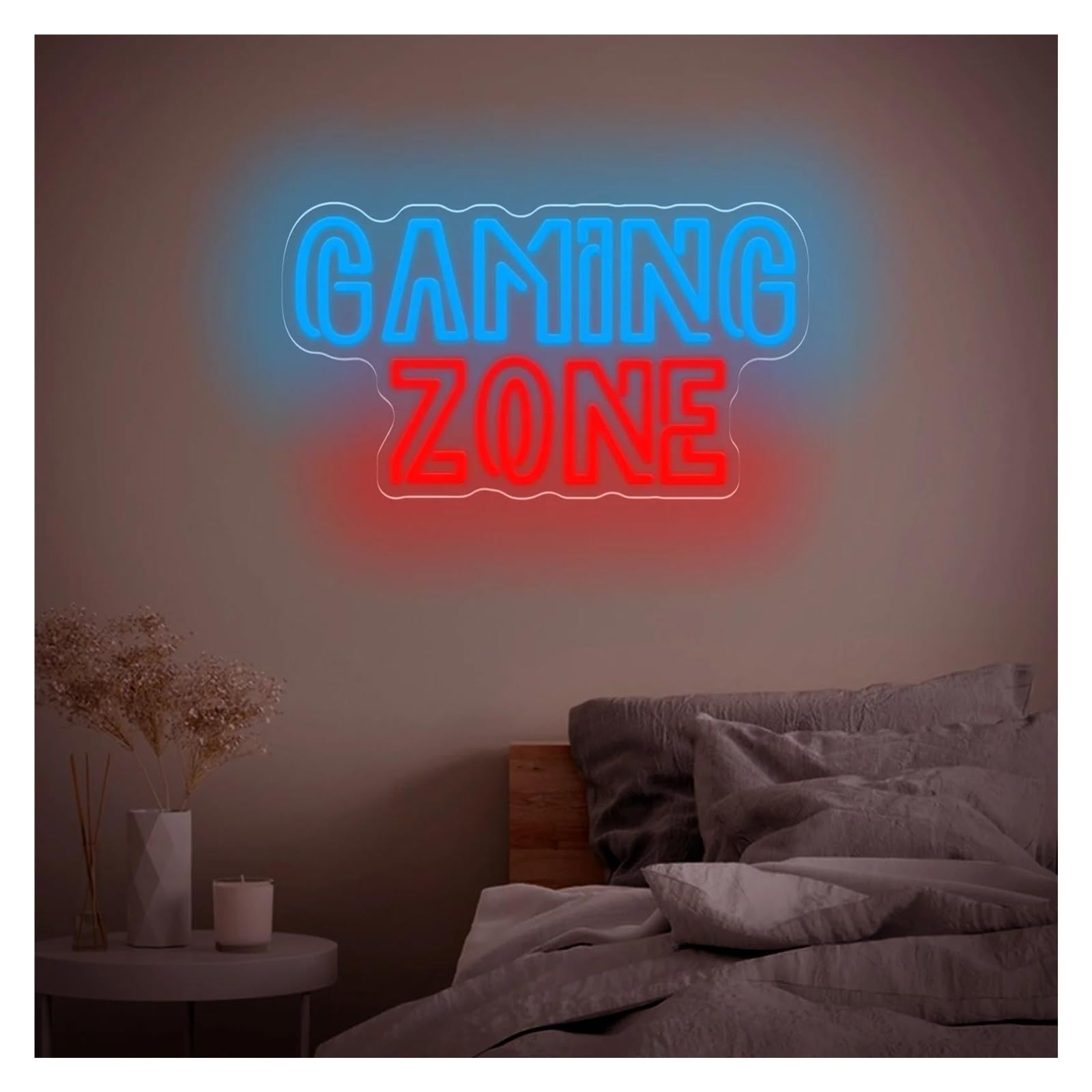 Décor Mural Lumière Enseigne Lumineuse Néon Gaming Zone Avec LED À Intensité Variable USB Pour Salle De Jeux Chambre Salon Bar Ou Une Fête Décoration Murale 40.6cmx22.8cm