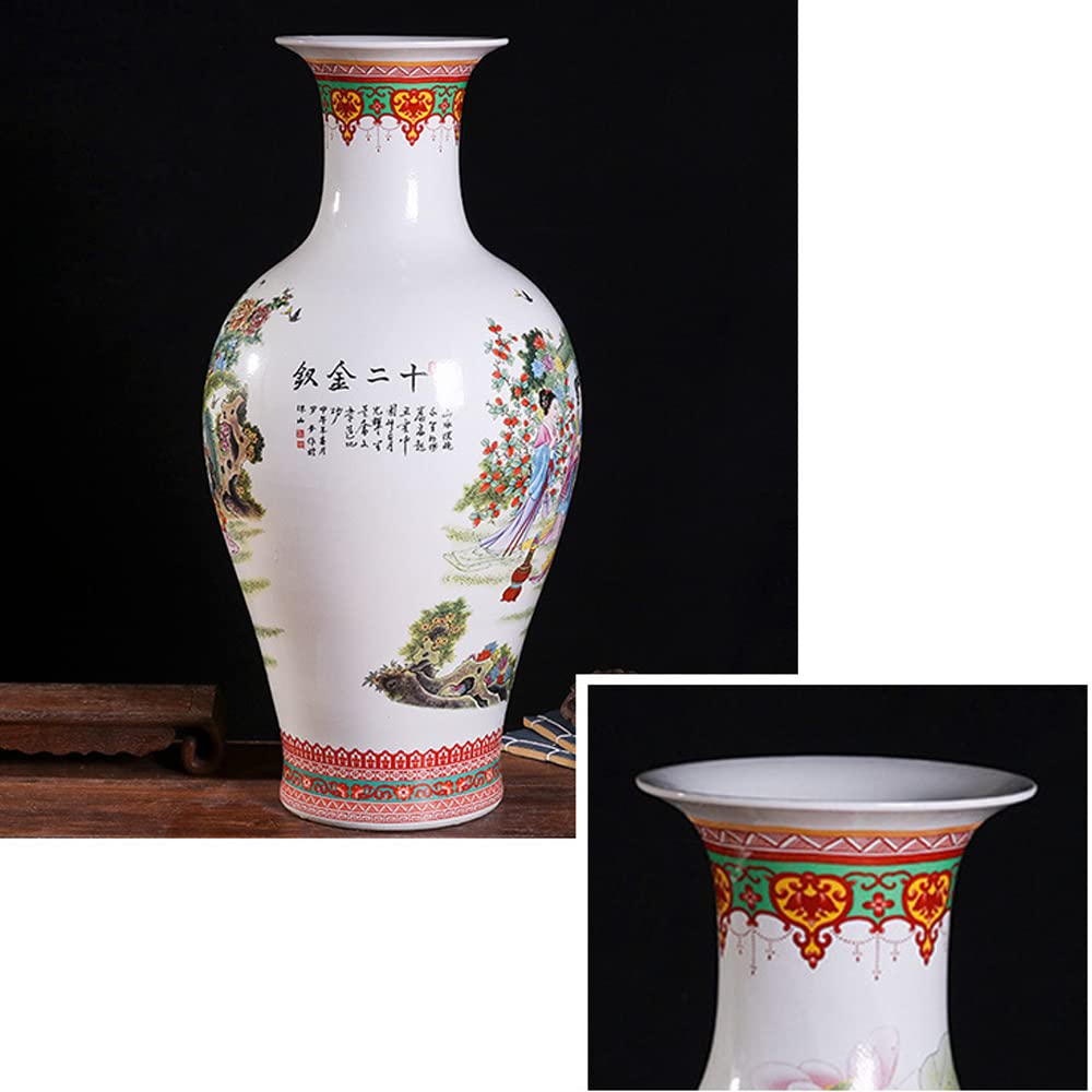 Amazon.co.jp: 26.4インチの花瓶 中国特大磁器花瓶 手描き大型フロア 