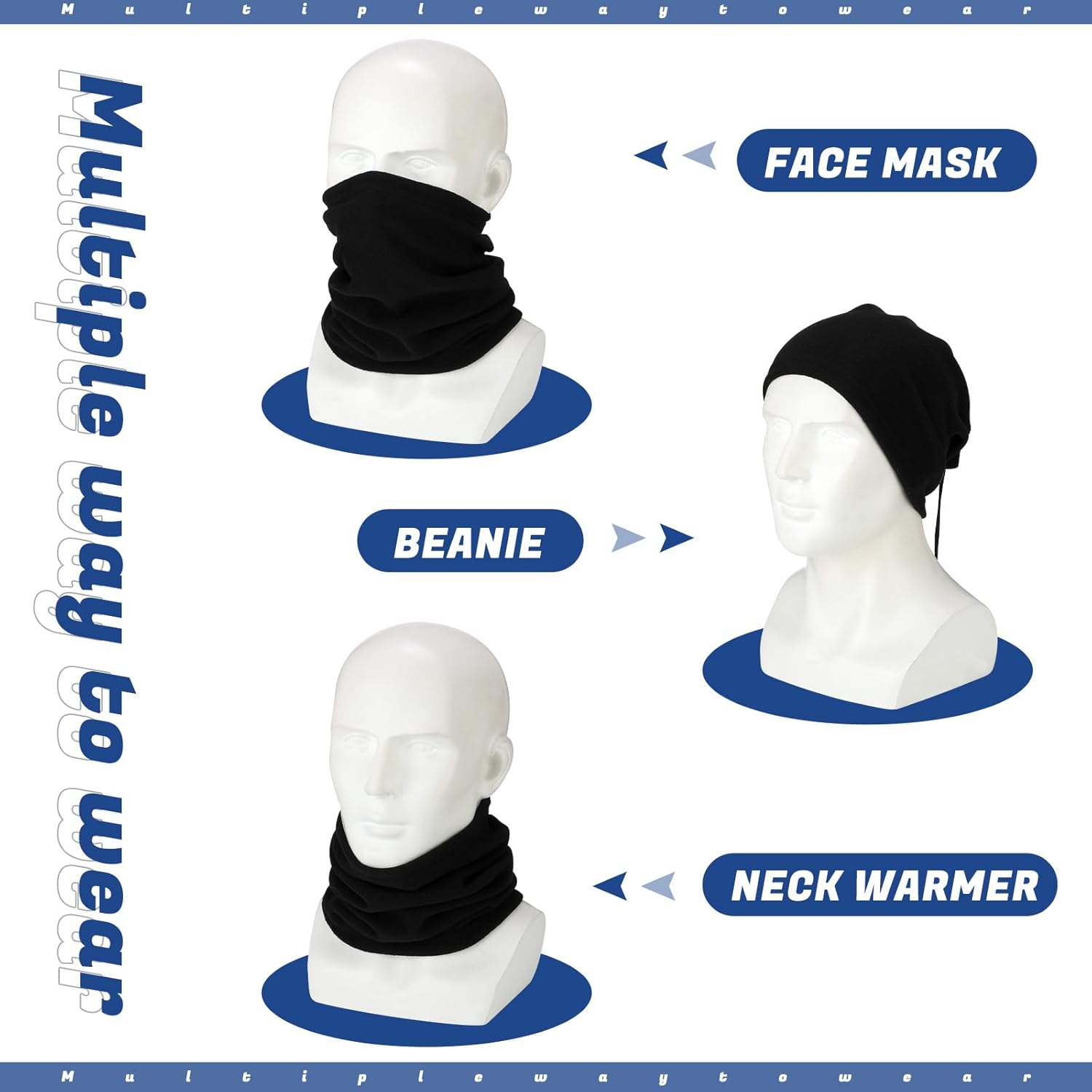 Handepo 75 Pcs Winter Fleece Neck Warmer Gaiter Windproof Scarf Mask Cover Warm Gaiter with Drawstring for Ski Men Women - Image 2