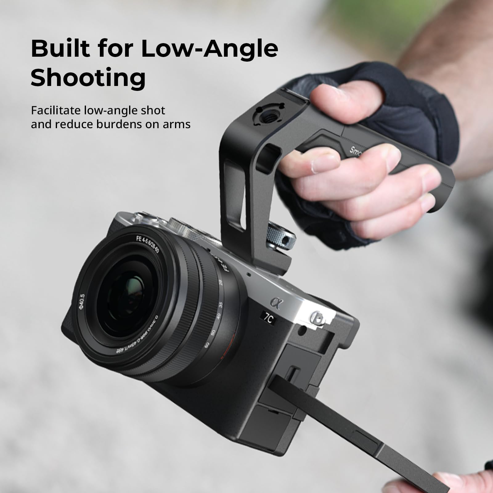 SMALLRIG Manico leggero per slitta fredda, piccola impugnatura superiore per fotocamera, solo 113 g, impugnatura con foro di posizionamento per ARRI e due supporti per slitta fredda, per fotocamera e