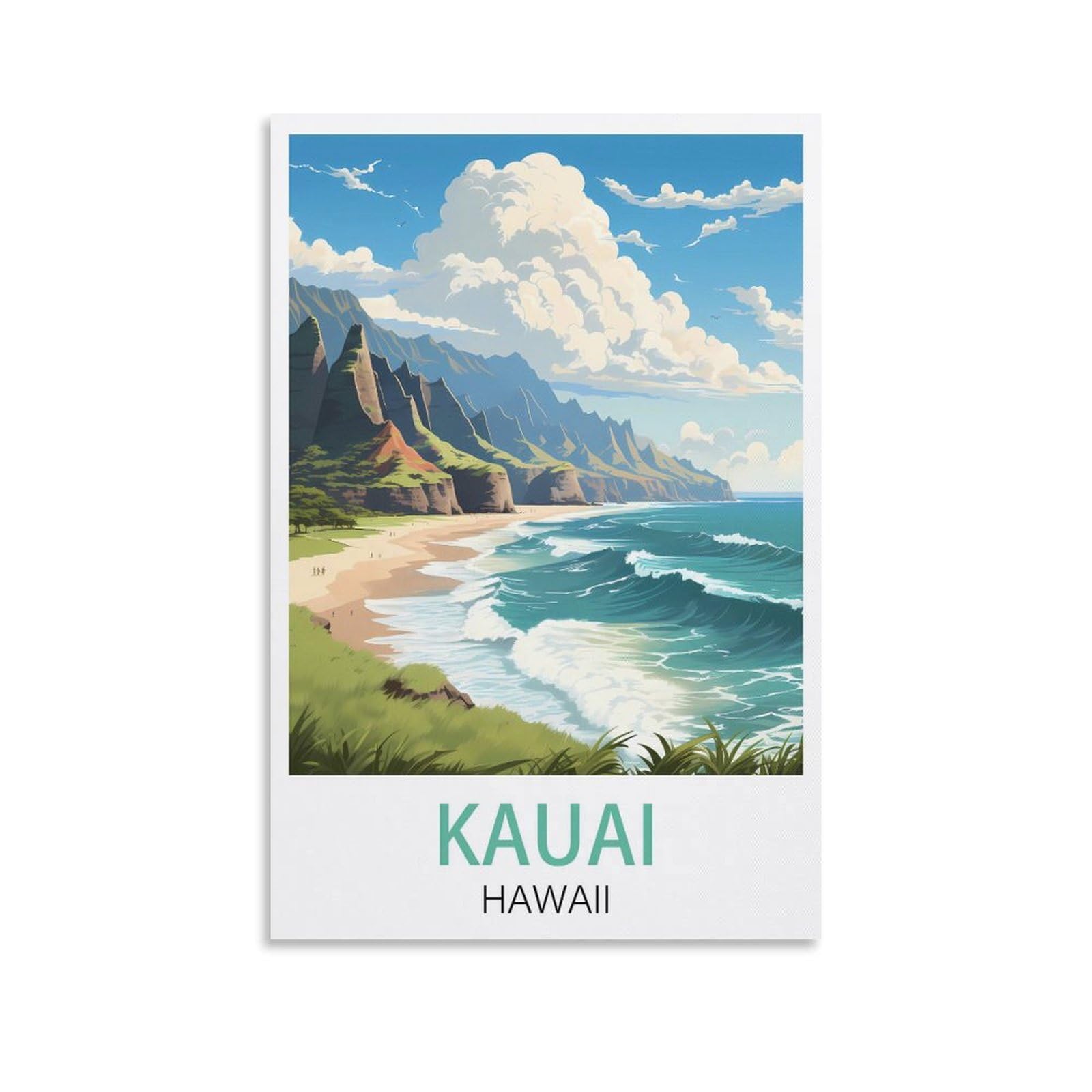 EZMLFA 5D Diamond Art Kits Adults,Kauai Hawaii,Gem Art,Crystal Kits Round Drill for Home Wall Decor Gifts,Women,Men 30x40cm
