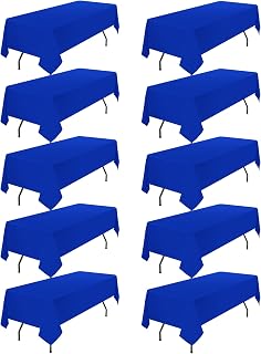 10 Pack Royal Blue Tablecloth 60 x 102 Inch Polyester Table Cloth for 6 Foot Rectangle Tables, Wrinkle Resistant Washable Decorative Fabric Table Covers Table Cloth for Wedding,Party, Banquet,Camping