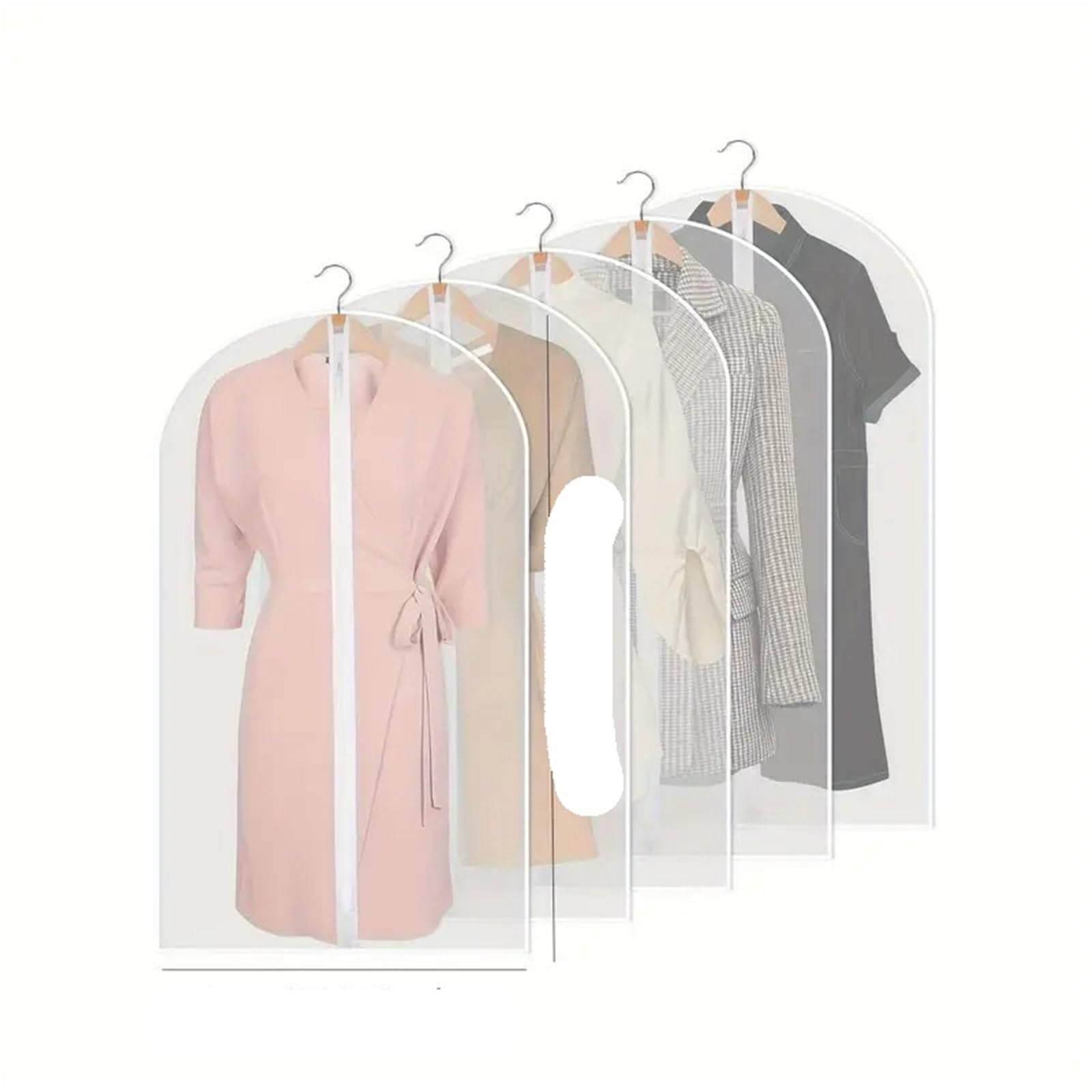 Fundas Ropa 5 bolsas transparentes for ropa, a prueba de polvo, con cremallera, for colgar, organizadores armario, protectores(5pcs 60x140cm)