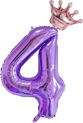 Vista 25 de Juego de globos morados de corona del número 3 de 40 pulgadas, globos de tercer cumpleaños para niñas, globos decorativos de celebración