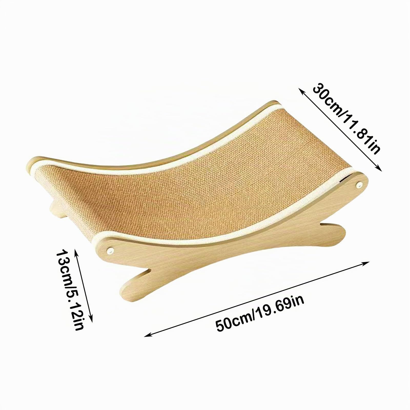Lit 2-en-1 en sisal pour chat avec griffoir pour chats de grande taille - Hamac avec coussin en sisal, meuble en bois pour chat pour griffer et se reposer (Khaki 1 pièce)