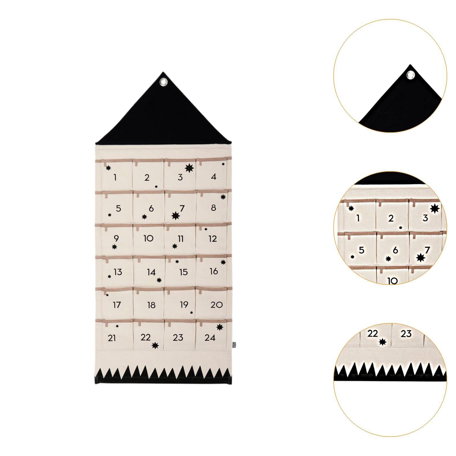 Qianly Adventskalender mit Taschen, 24 Tage Organizer für Wohnheim, Wohnzimmer