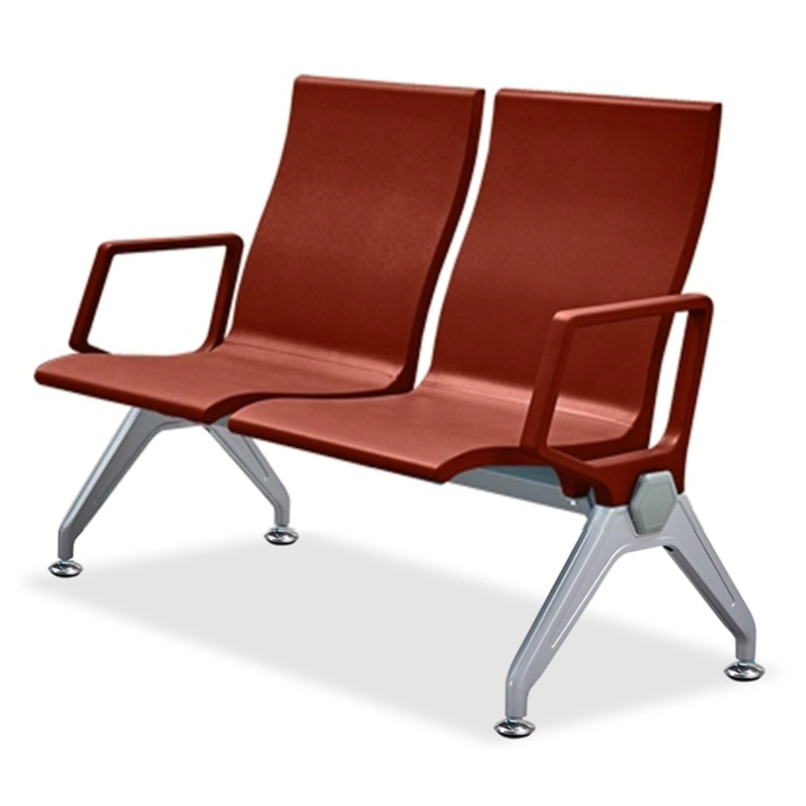 SnamicE Waiting Room Chairs,Green Waiting Room Chairs - 2 Seat Polyurethane Lobby Bench with Arms for Office, Airport, Bank, Barbershop - Comfortable & Stylish,Brown