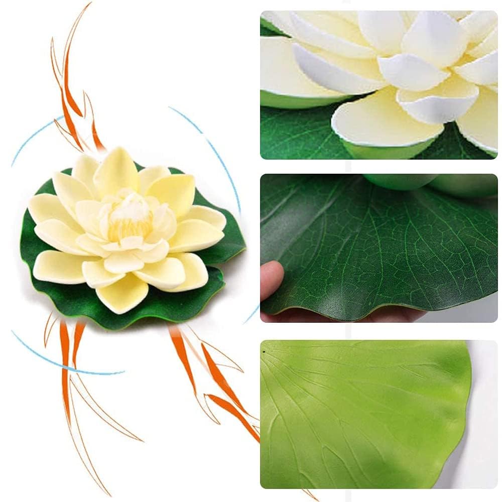 Lot De 6 Fleurs Flottantes, Nénuphars Artificiels, Plantes De Lotus, Décoration De Bassin