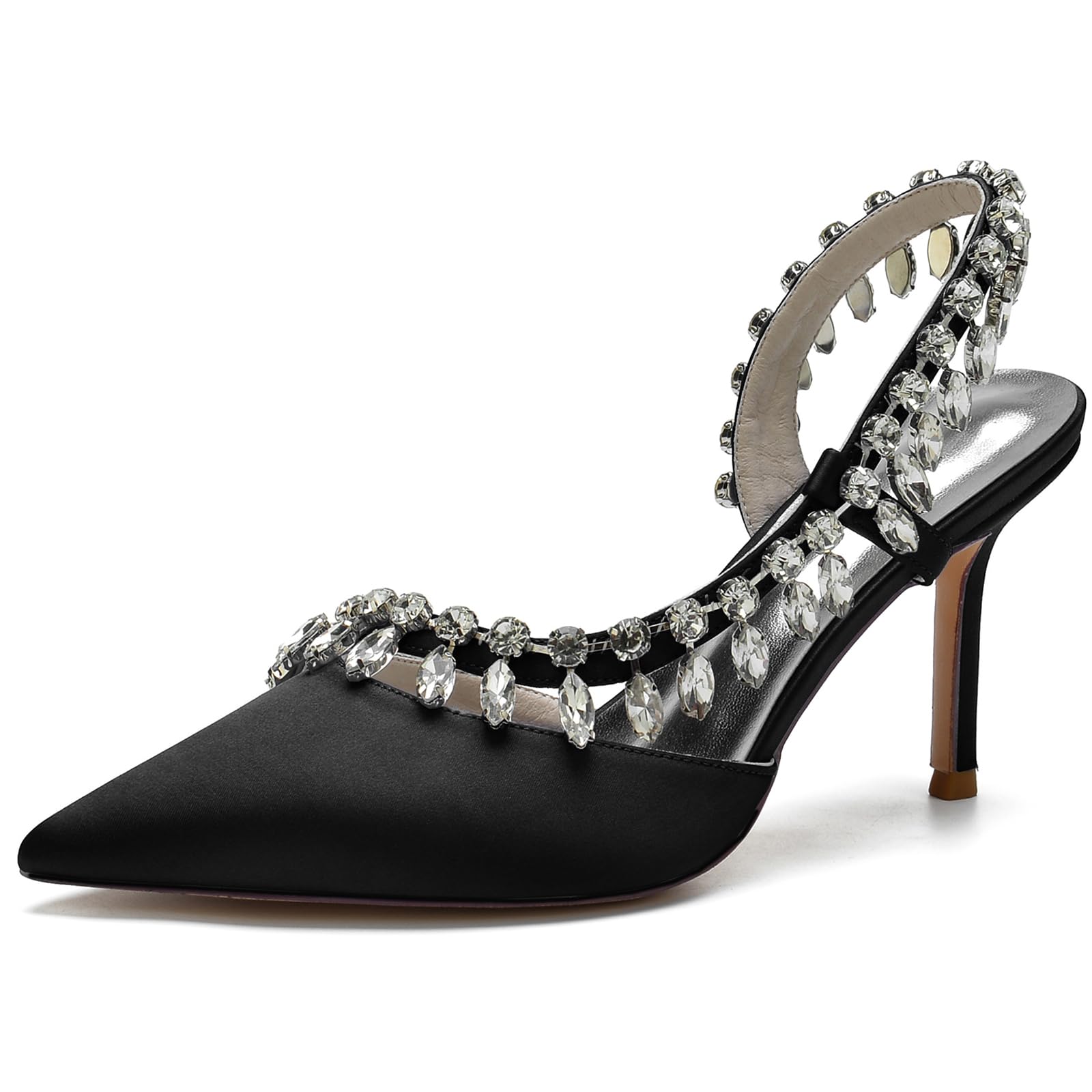 Escarpins noirs satinés FGRID taille 40 à bout pointu - 7