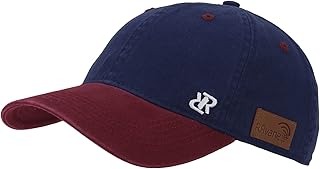 RRvane Vintage Washed Twill Cotton Dad Hat - Soft Unstructured Adjustable Baseball Cap (Navy/Burgundy)