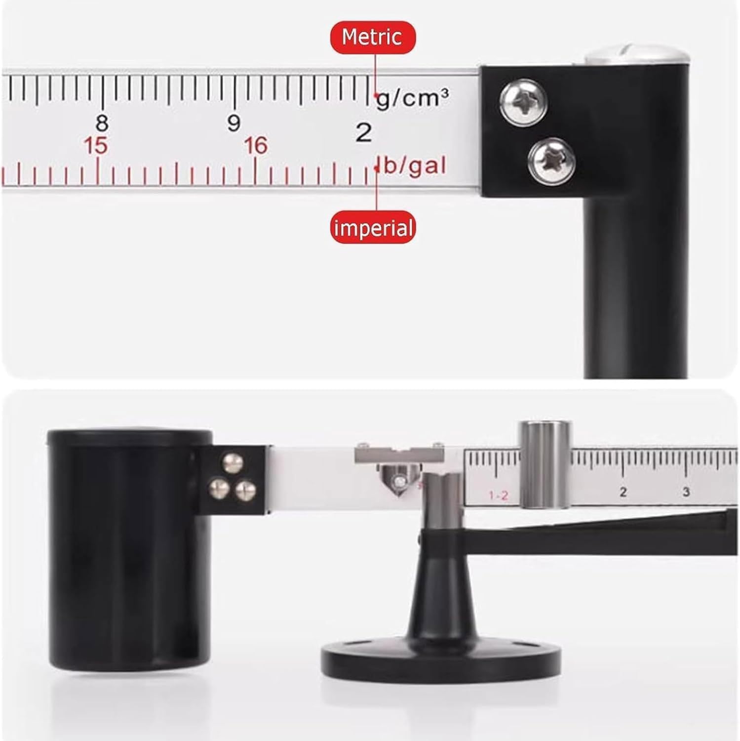 Portable Mud Viscometer Kit, 3pcs Hydrometer for Lab Analysis, 0.96–3 G/cm³ Density Range, 0.01 G/cm³ Accuracy, Includes 140 Cm³ Mud Cup for Slurry Testing