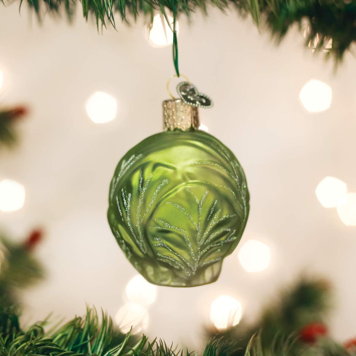 Old World Christmas Brussel Sprout Glass Blown Ornament for Christmas Tree, Handcrafted Holiday Decoration, Vegetable Collection - Image 2