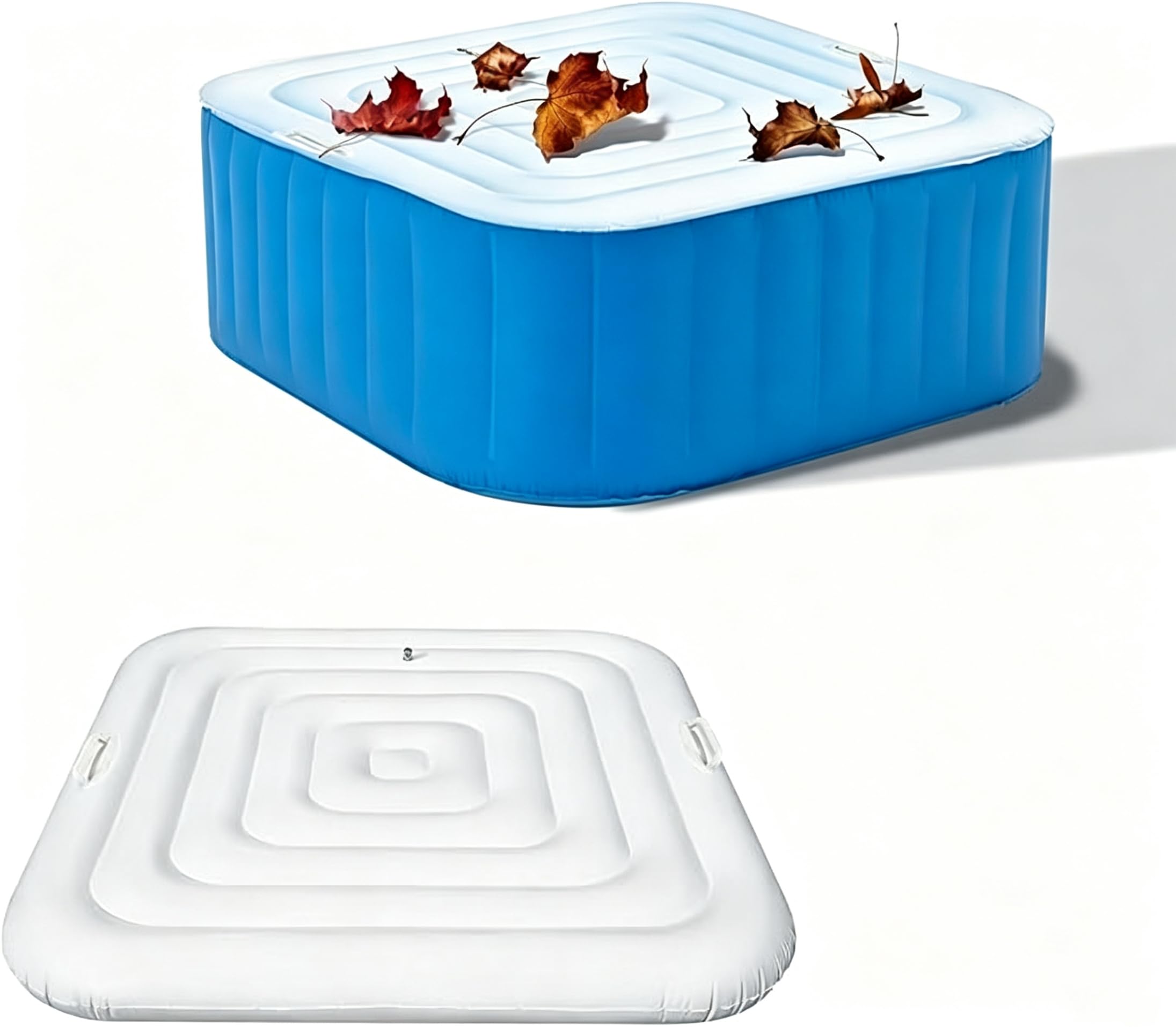 Couverture Gonflable Spa avec Poignées (Blanc, 130CM, Carrée)