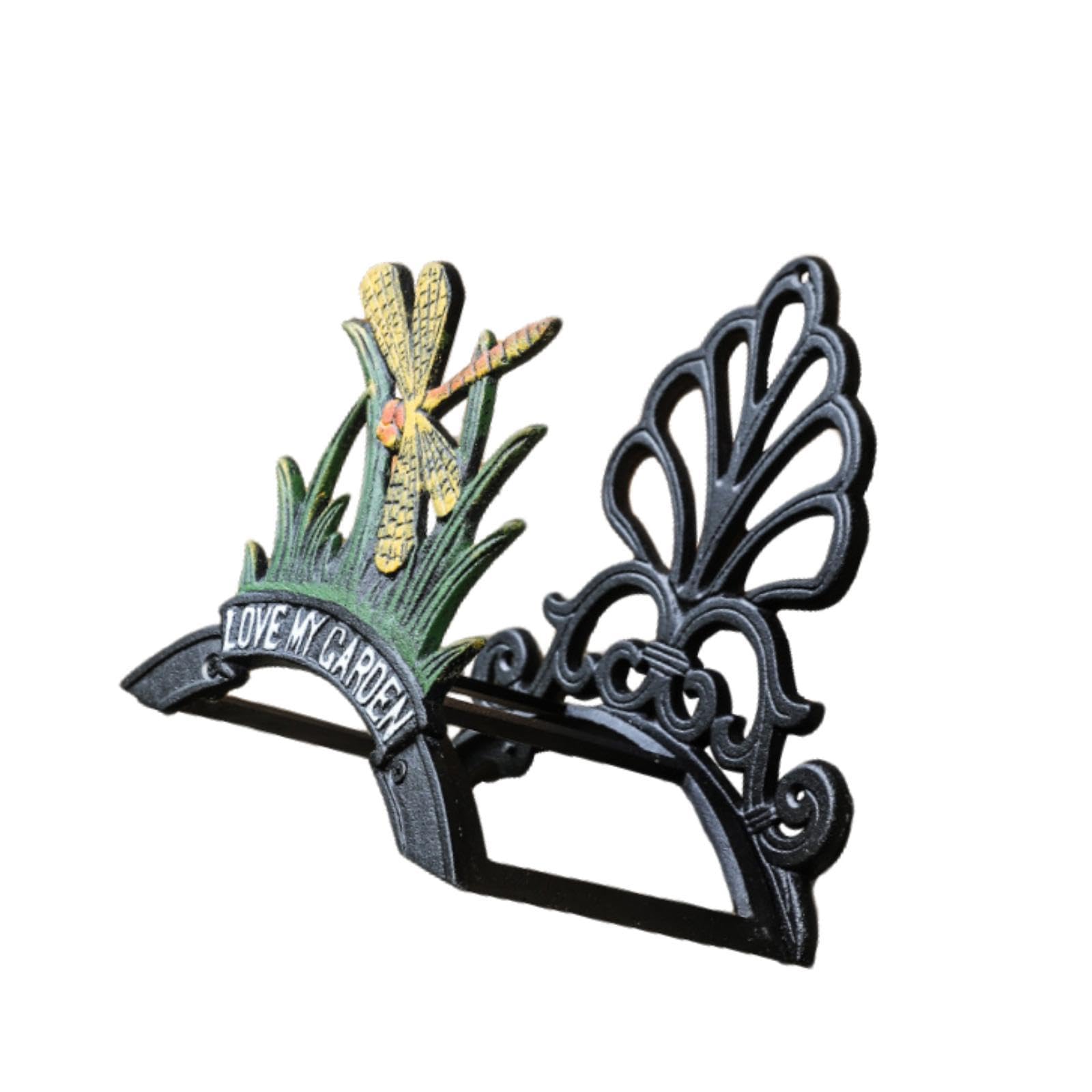 Support Mural Porte-Tuyau de Jardin Organisateur de Tuyau Fer Forgé Accrochage Décoratif à Percer pour Mur Adapté pour Terrasse Maison Balcon Cour Int, 24.5 cm x 18.5 cm x