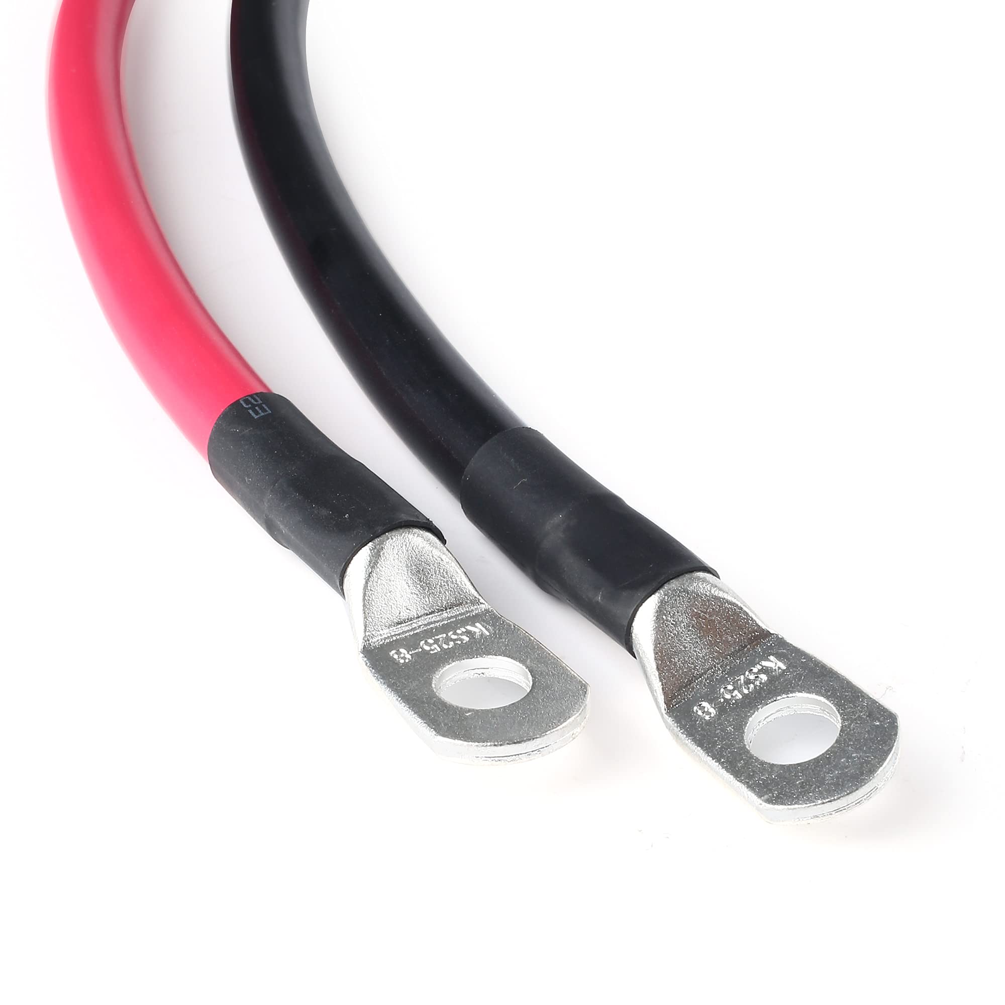 4 AWG Gauge 12 Inches Battery Wire Set Red Black Pure Copper Power Inverter Cable (1 Positive & 1 Negative) Terminal In 3/8'' Lugs Connectors For Automotive, Car, Truck, Motorcycle, Boat