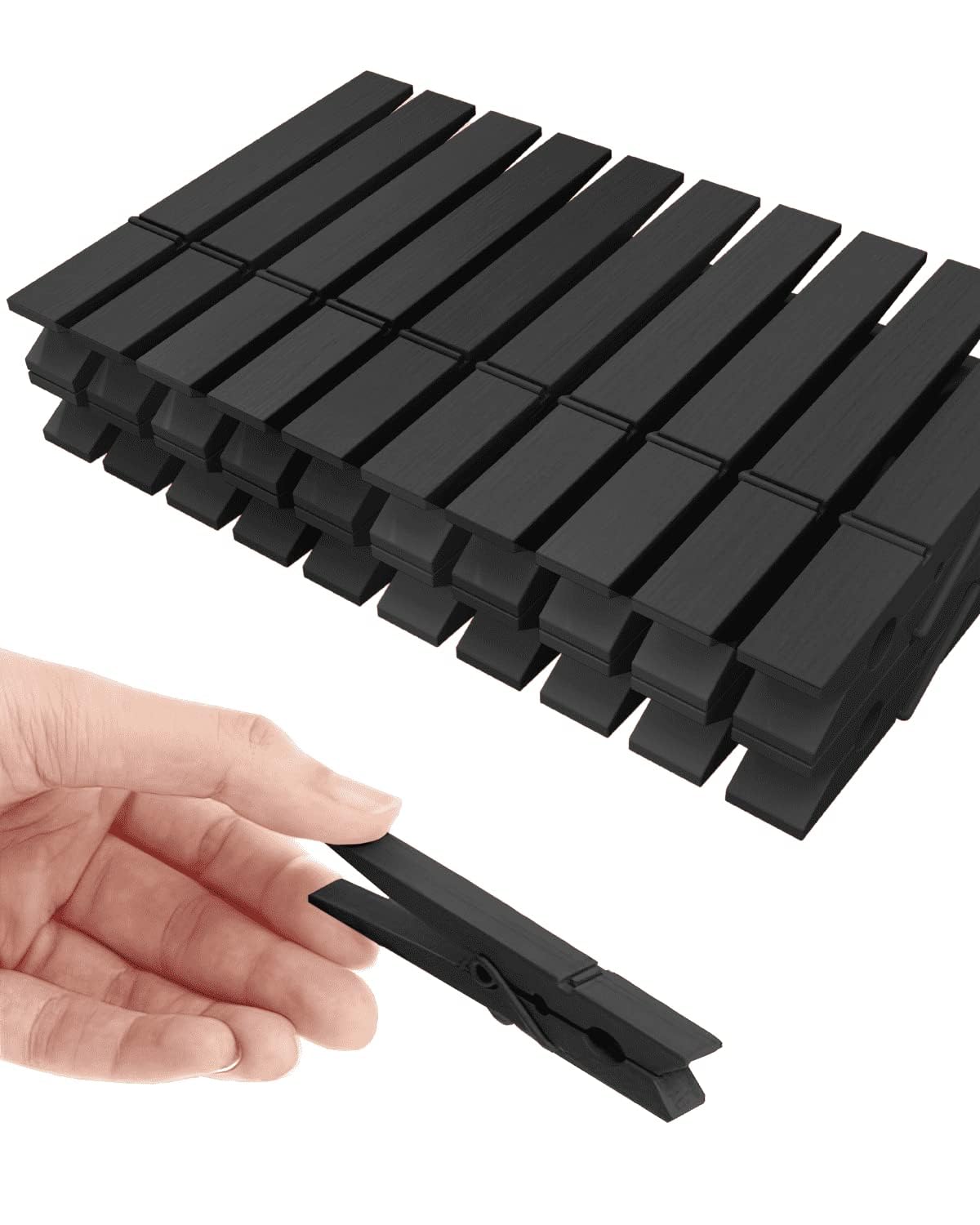 Colored Clothespins, Colorful Clothes Pins Wooden Clips Rainbow Colors 50 Pack Decorative Crafts Pegs Photos Pictures Decoration Clip Clothing Hanging Closepins, 2.83 Inch (Black)