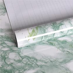 Paneles De Marmol Pvc VEELIKE Papel Adhesivo Mármol Verde Rollo Papel Pintado Impermeable Gris Papel Pared Marmol para Forrar Muebles Papel Tapiz Cocina Decorado Armarios Dormitorio Sala Habitación Comedor 40cm x 600cm