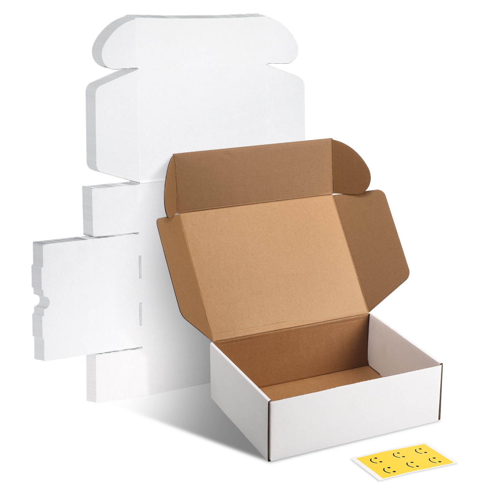 HORLIMER 12x9x4 inches Shipping Boxes Set of 6, White Corrugated Cardboard Mailer Box for Packing, Mailing, Small Business
