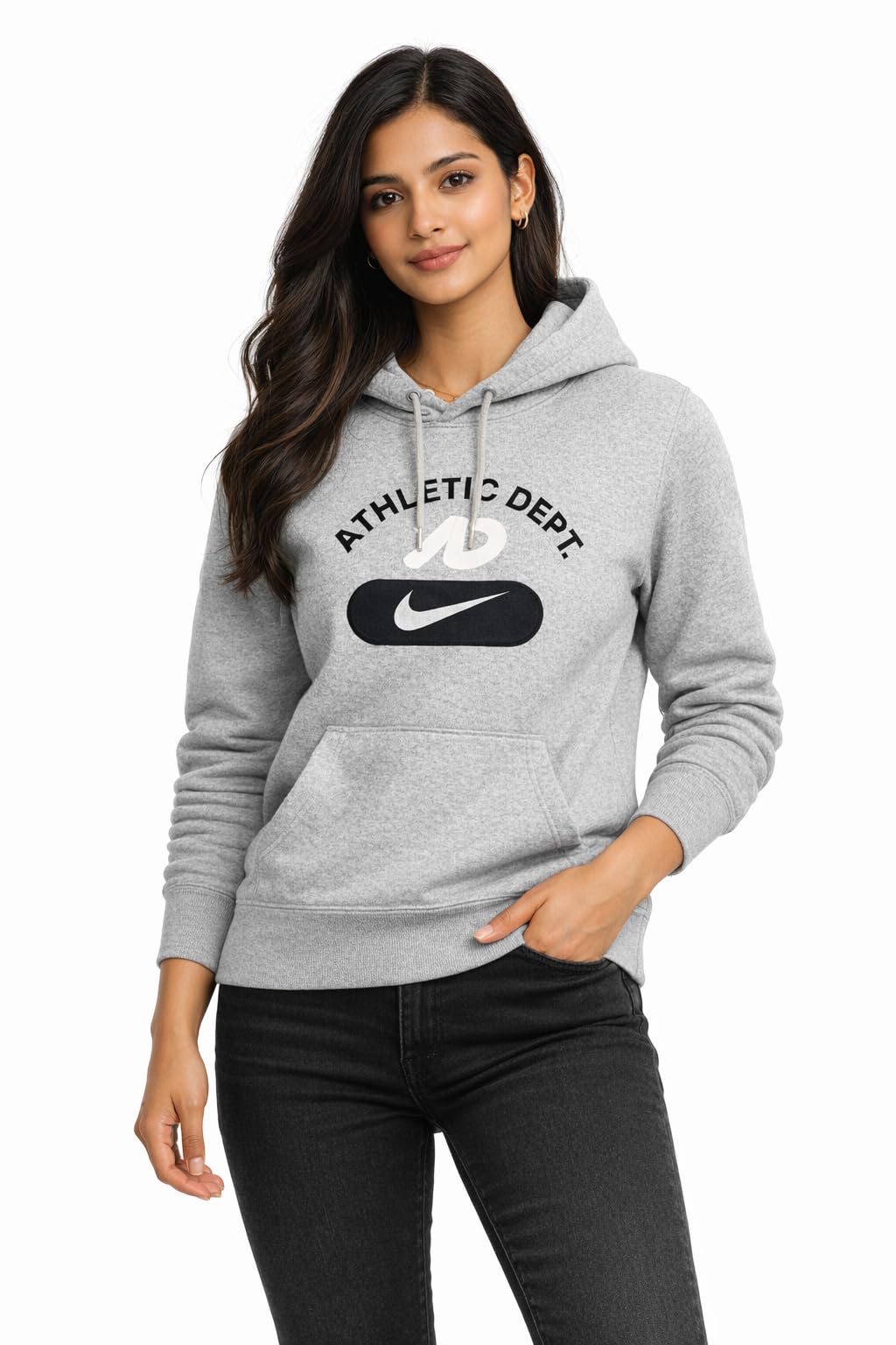 Women Grey Hooded Sweatshirt | Winter Wear Fleece Hoodie for Girls | Casual & Sportswear-image-25