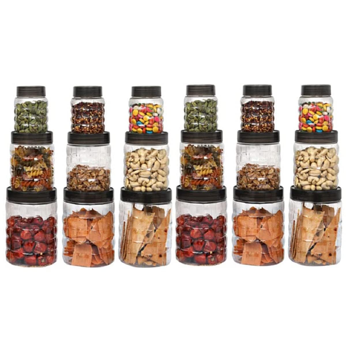 Kuber Industries Set of 18 Plastic Container Set | 1000ml 500ml 200ml | PET Food Grade Plastic BPA Free | Airtight Container Set for Kitchen Storage | Small to Large Transparent