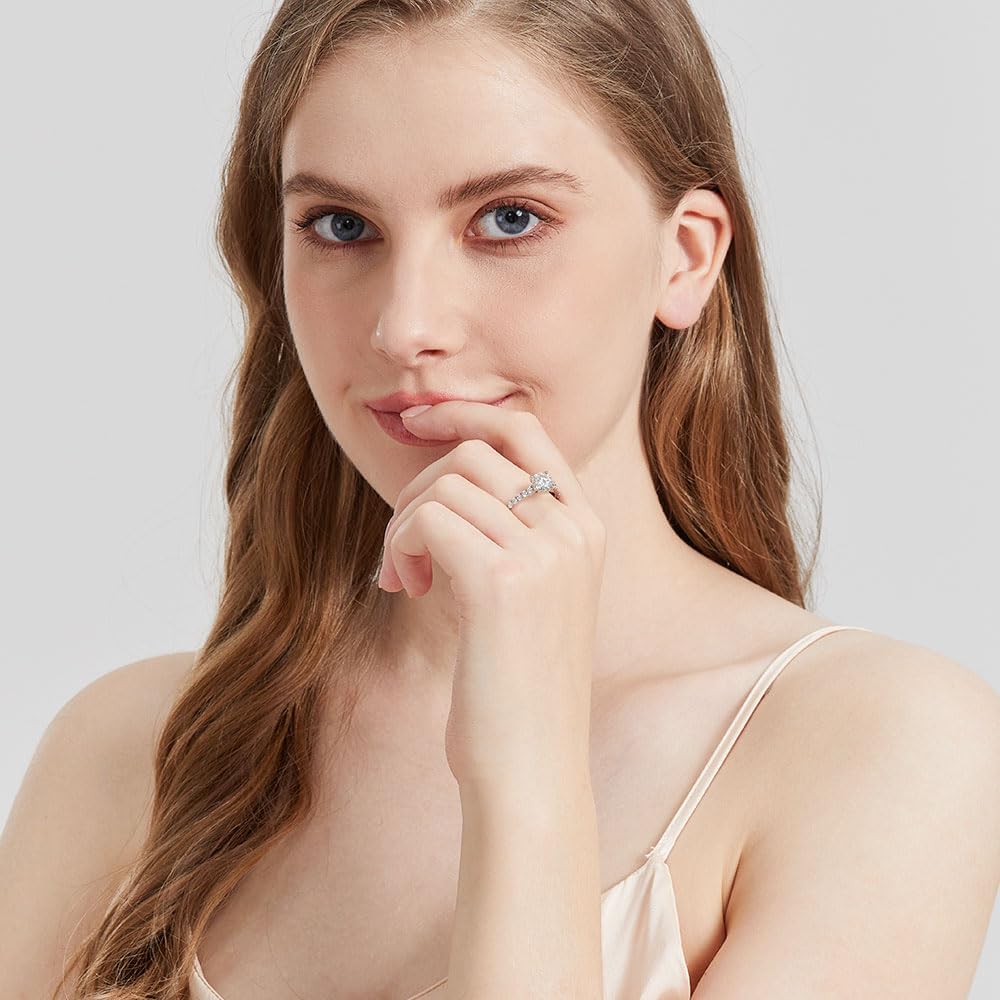 Solitaire Moissanite Engagement Rings 925 Sterling Silver 1CT Halo Promise Rings D Color VVS1 Lab Created Wedding Bands Moissanite Ring For Women - Image 6