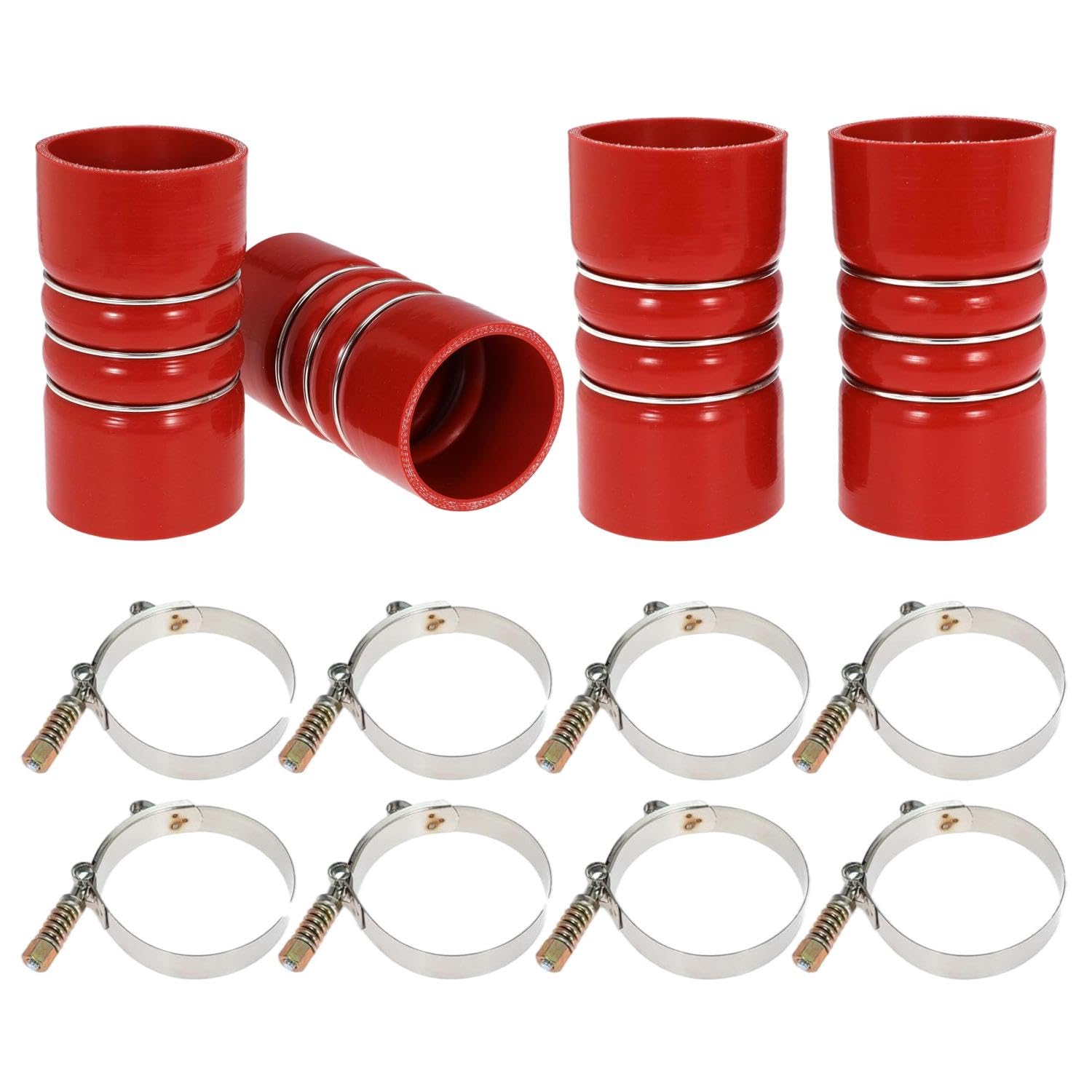 Silicone Charge Air Cooler Hump Hose Boot Set 3" X 6" with T Bolt Clamp Red 4PCS